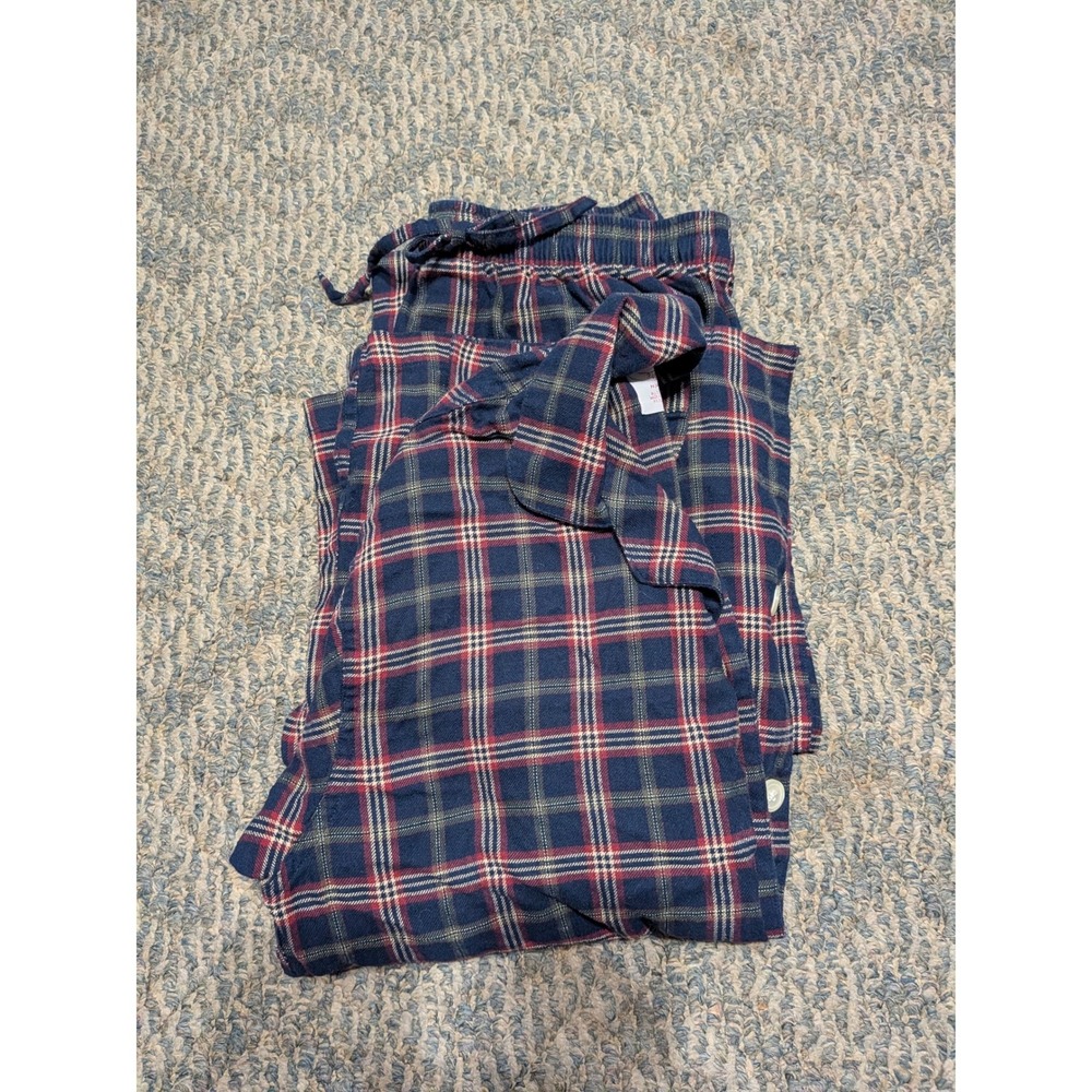 Brooks Brothers 346 Mens Cotton Flannel Pajama Set Navy Red Plaid Small